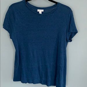 Cute J Jill blue linen t shirt w/unique seaming M